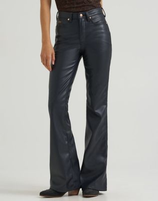 Lainey Wilson x Wrangler Lainey Flare Trousers in Onyx Faux Leather
