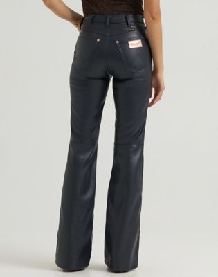 Lainey Wilson x Wrangler Lainey Flare Trousers in Onyx Faux Leather