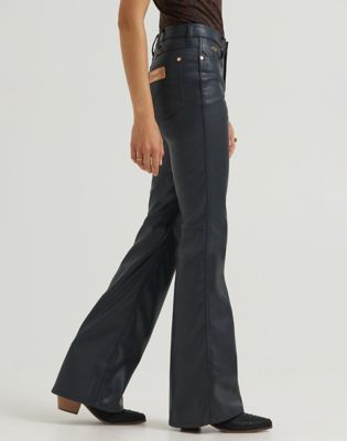 Lainey Wilson x Wrangler Lainey Flare Trousers in Onyx Faux Leather