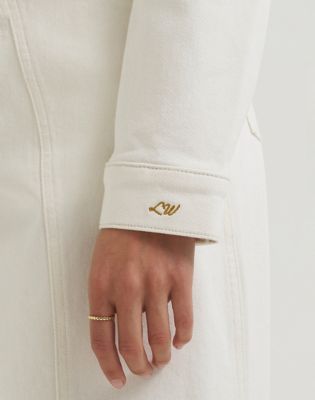 Lainey Wilson x Wrangler Pleated Tour Denim Top in Pearl White