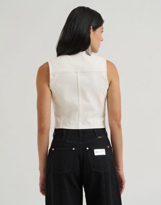 Lainey Wilson x Wrangler Iconic Denim Vest in Pearl White