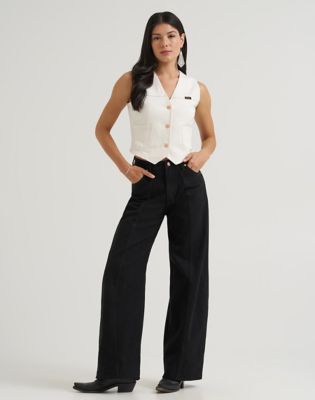 Lainey Wilson x Wrangler Iconic Denim Vest in Pearl White