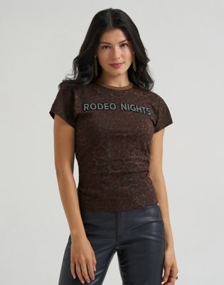 Lainey Wilson x Wrangler Rodeo Nights Tee in Leopard Print