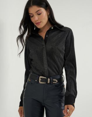 Lainey Wilson x Wrangler Lainey Shirt in Shimmer Night Sky