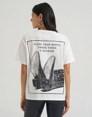 Lainey Wilson x Wrangler Click Your Boots Tee in Winter White