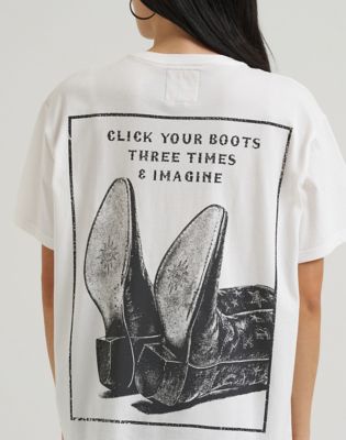 Lainey Wilson x Wrangler Click Your Boots Tee in Winter White