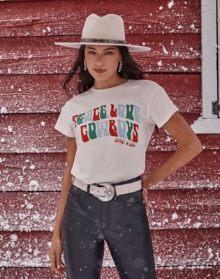 Lainey Wilson x Wrangler Peace Love Cowboys Tee in Winter White
