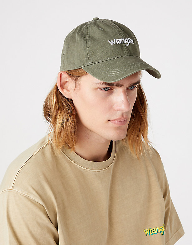 Washed Logo Cap in Oil Green
