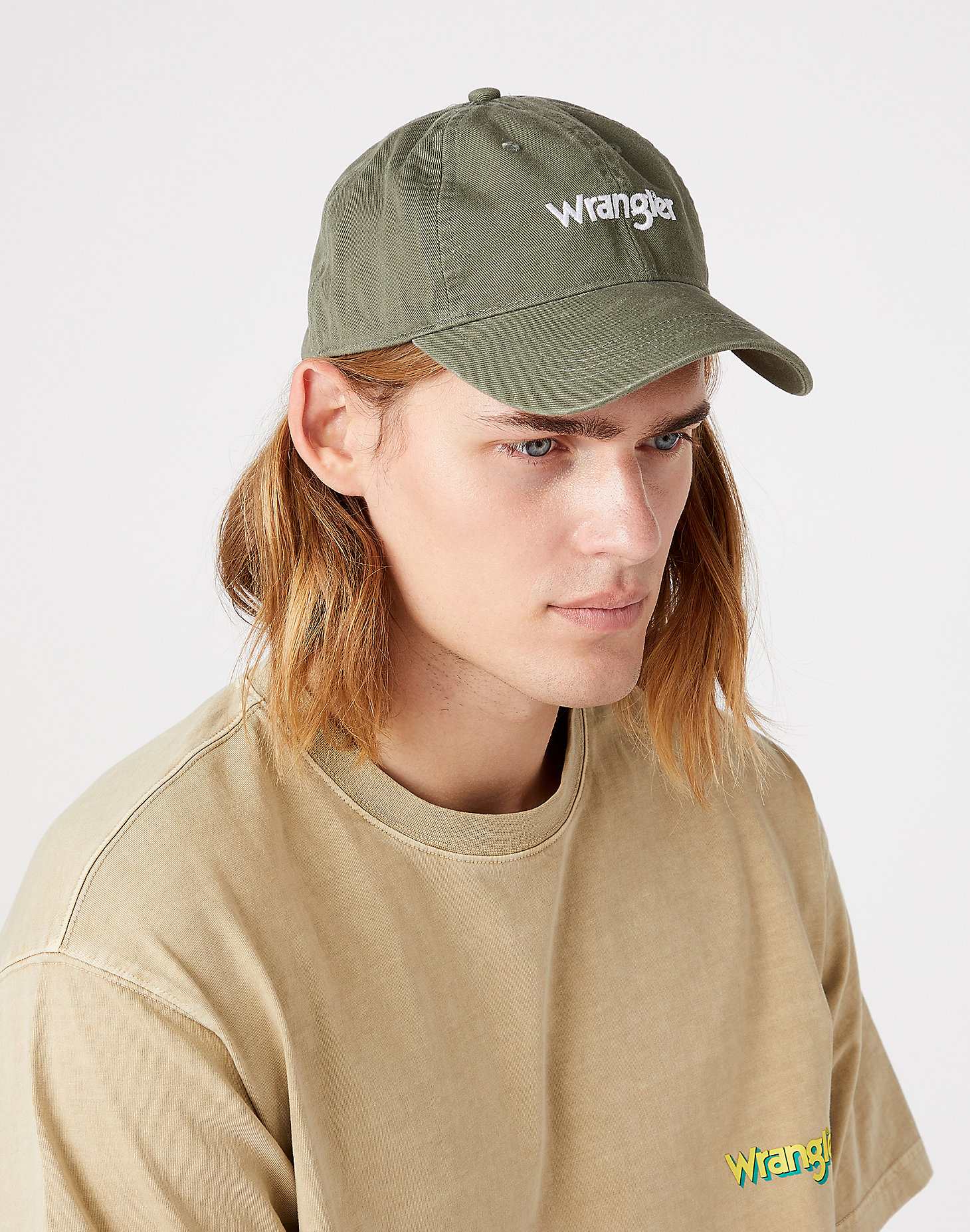 Washed Logo Cap in Oil Green main view