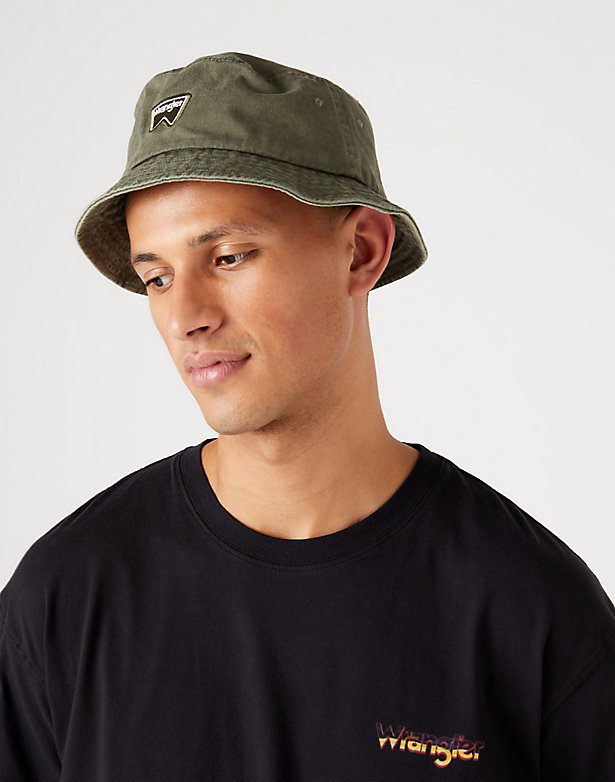 Washed Bucket Hat in Oil Green