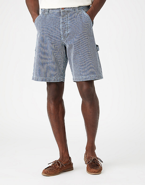 Casey Relaxed Carpenter Shorts in Hickory Stripe