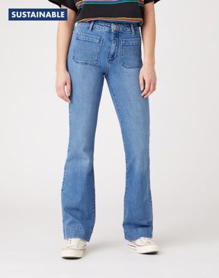 wrangler modern women's heritage seamed light flare jeans
