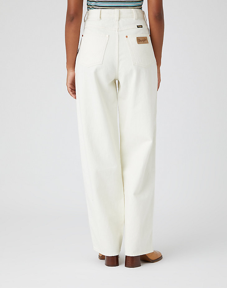 Pleated Crop Barrel Jeans in Vintage White alternative view 2