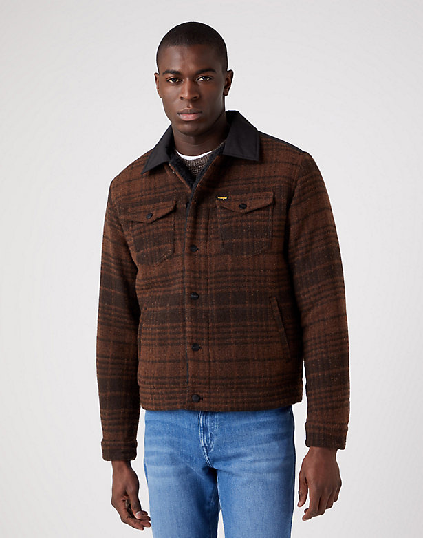 Wool Trucker Jacket in Carafe Brown