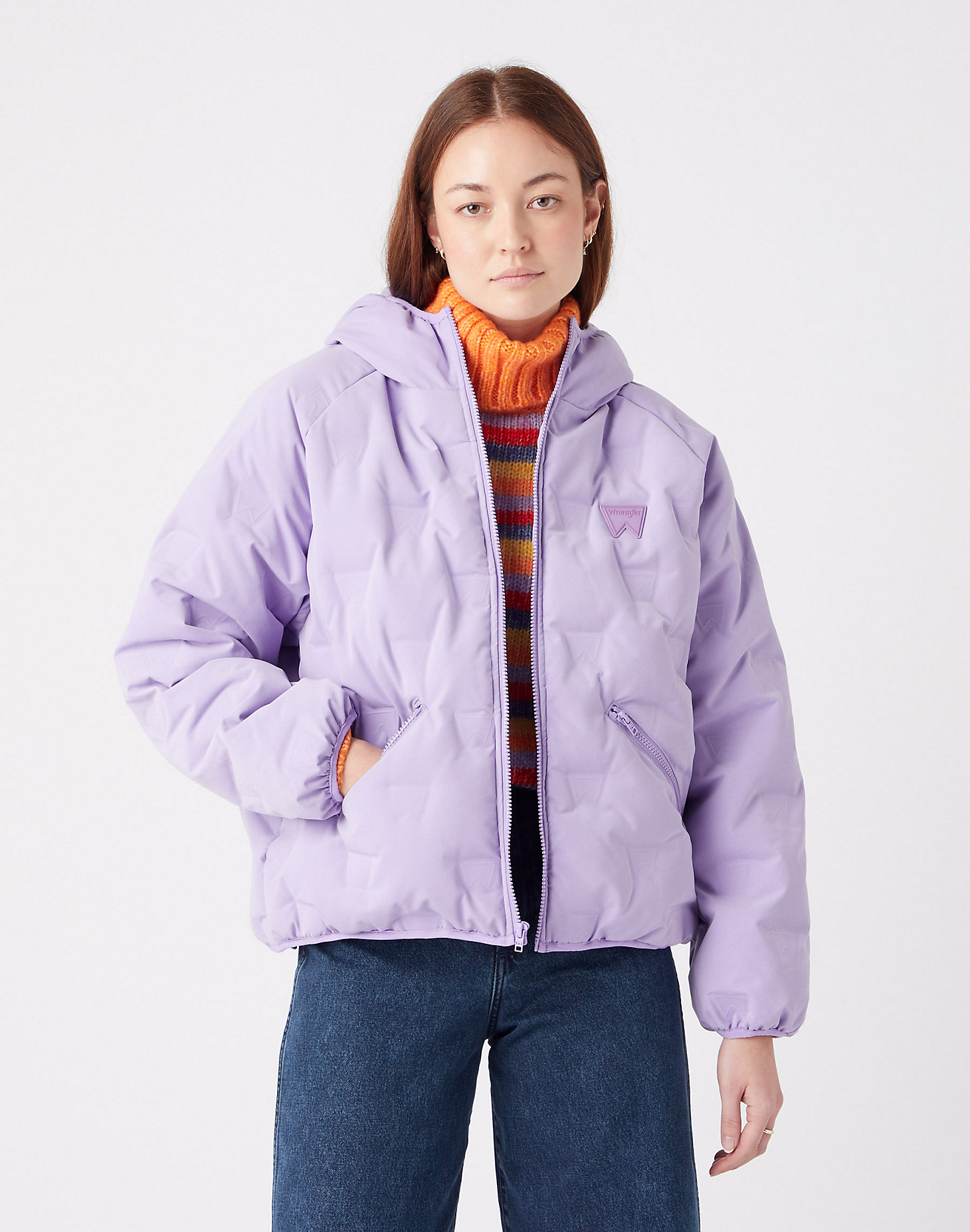 Down Logo Puffer in Bougainville Purple main view