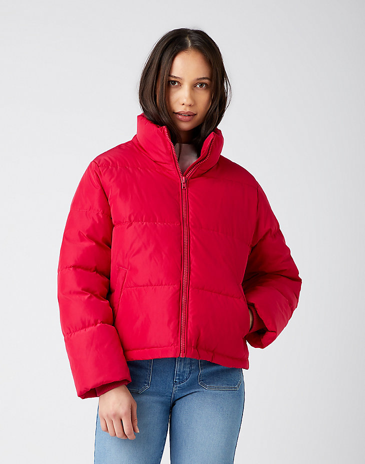 Short Puffer Jacket in Cerise main view