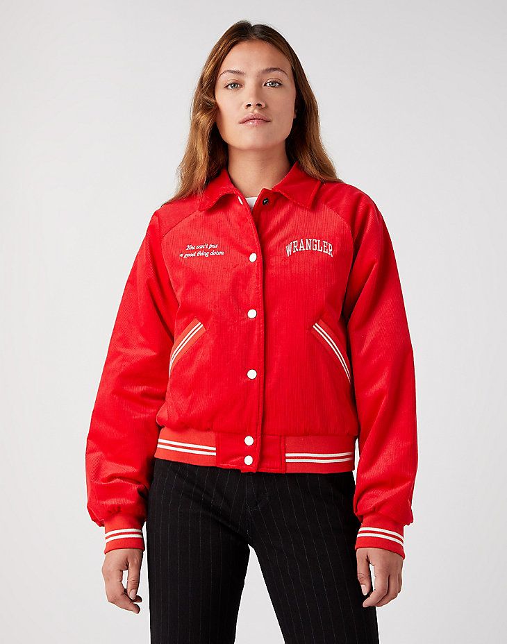 Corduroy Bomber in Formula Red main view