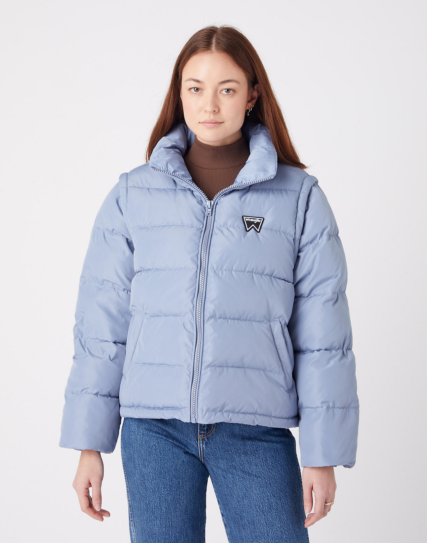 Short Puffer in Stone Wash Blue main view