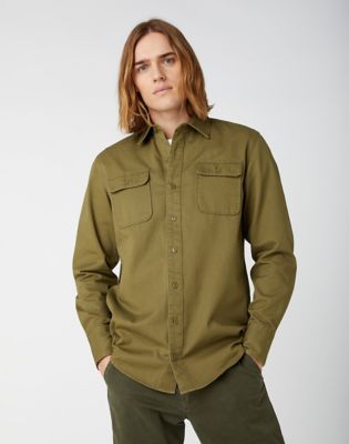 Wrangler Men's Long Sleeve Slim Fit Woven Shirt, Size: 3XL, Green