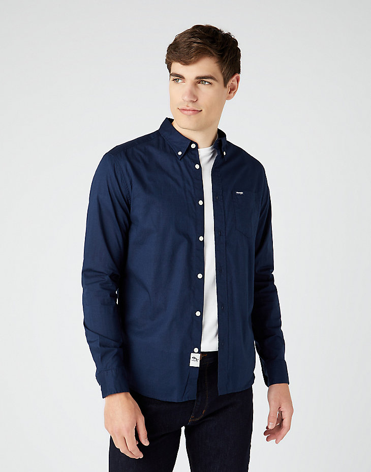 Long Sleeve One Pocket Shirt in Navy alternative view