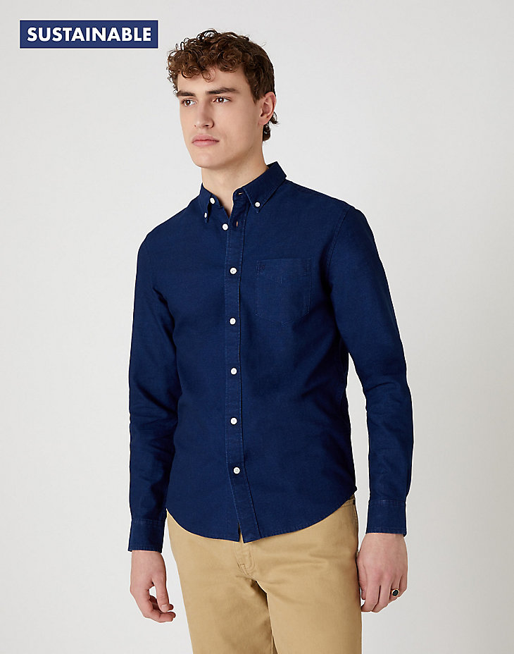 W5A3 Long Sleeve One Pocket Shirt EXISTING in Indigo main view