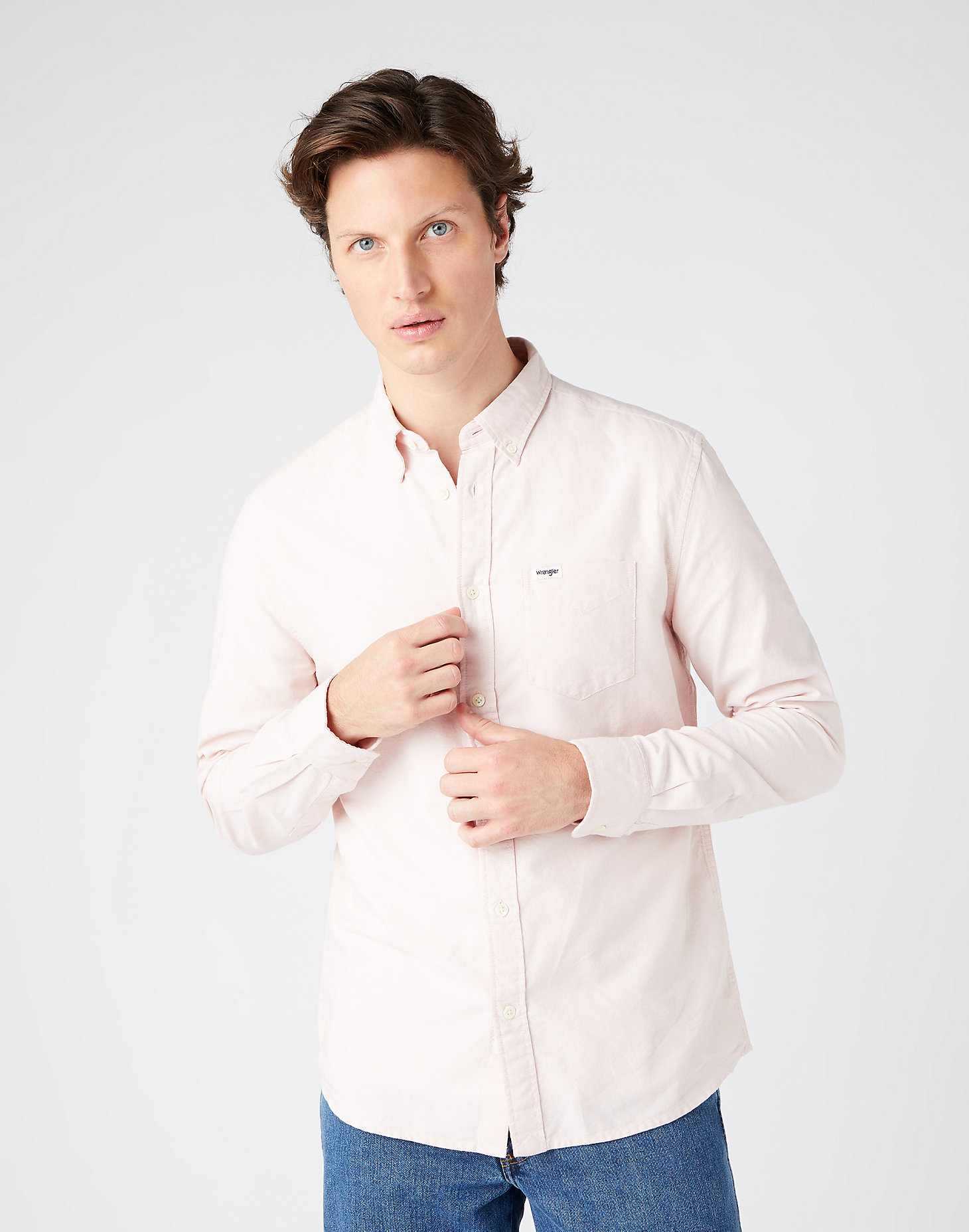 Long Sleeve One Pocket Shirt in Pearl Blush main view
