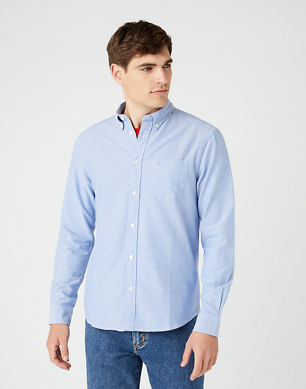 Long Sleeve One Pocket Shirt in Limoges Blue