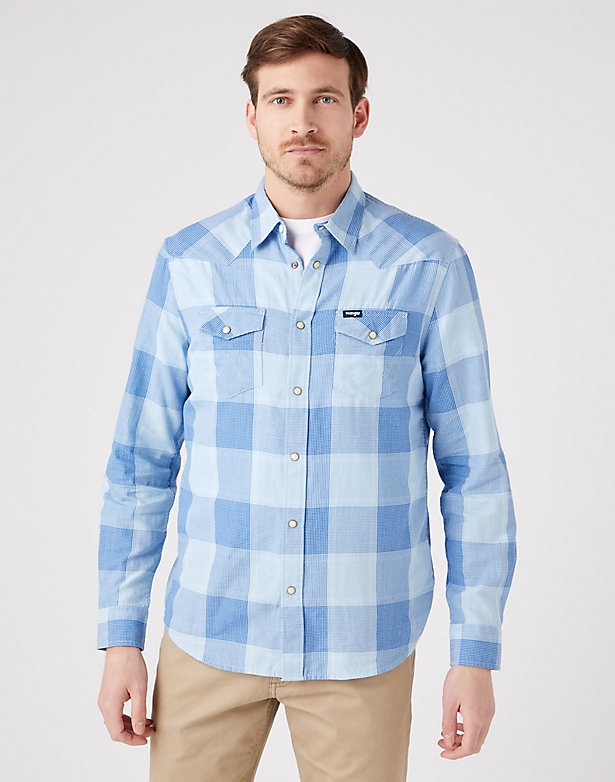 Western Shirt in Cerulean Blue