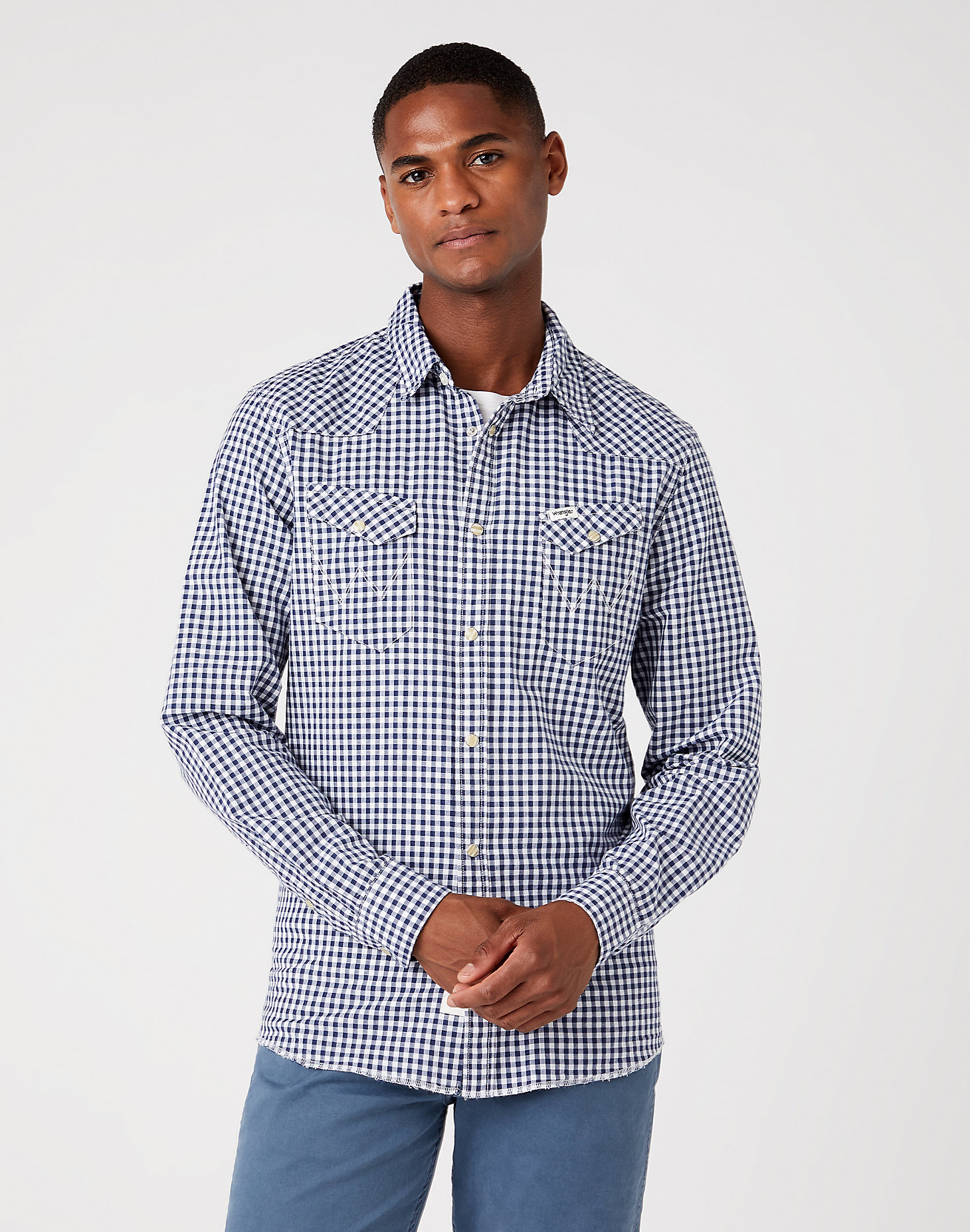Long Sleeve Western Shirt in Medieval Blue main view