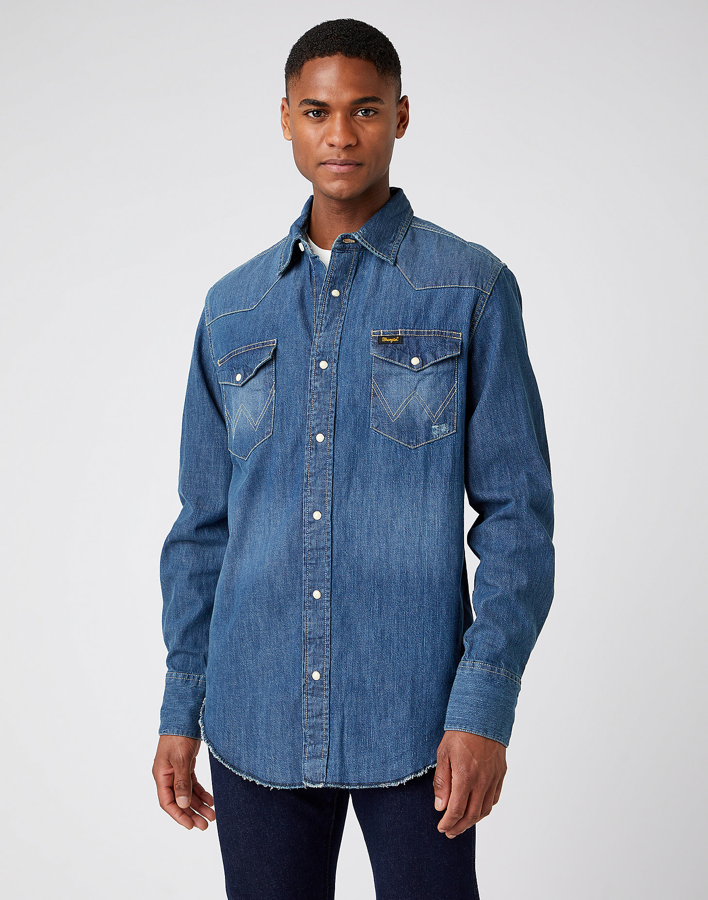 Long Sleeve Workshirt in Tinted Blue main view