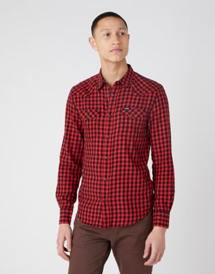 wrangler red western shirt