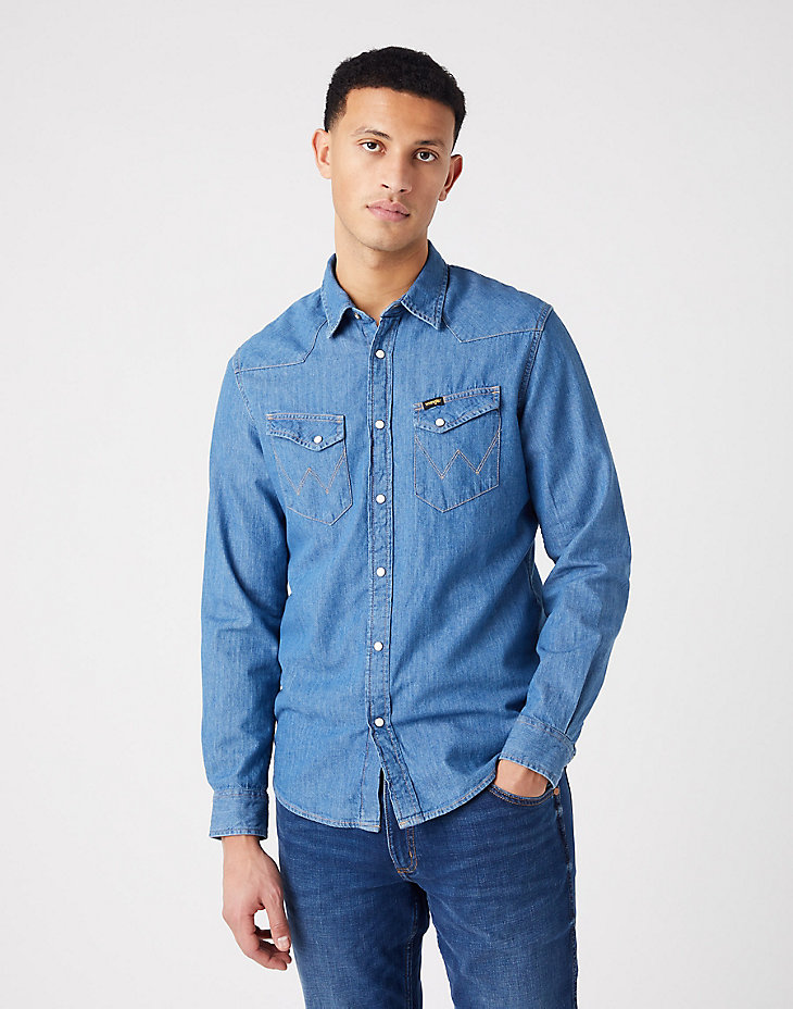 Long Sleeve Western Shirt in Mid Stone main view