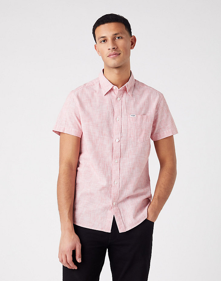 Short Sleeve One Pocket Shirt in Flame Red main view