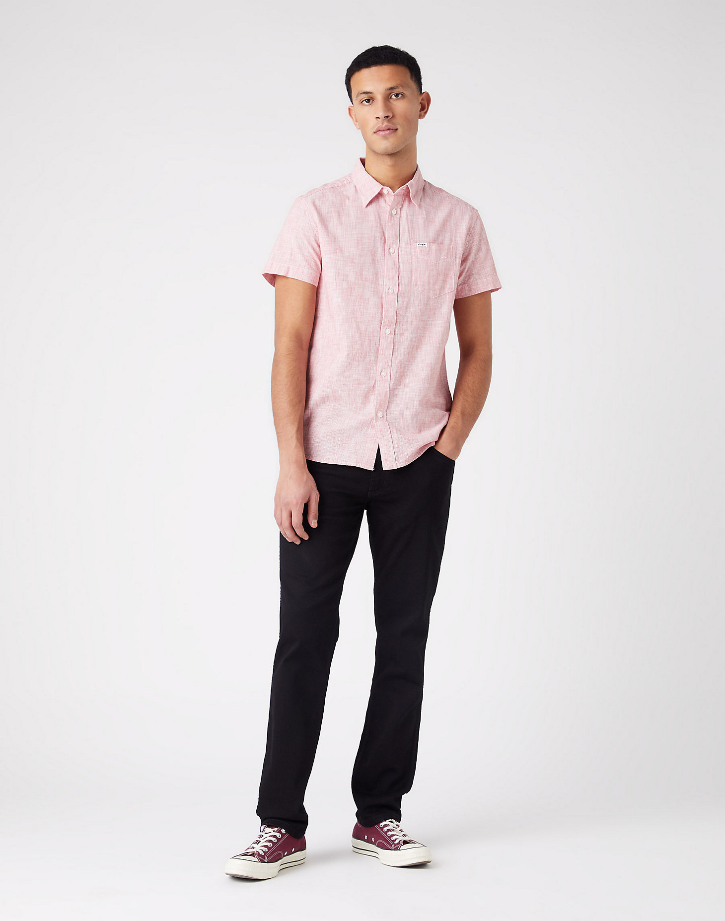 Short Sleeve One Pocket Shirt in Flame Red alternative view 1