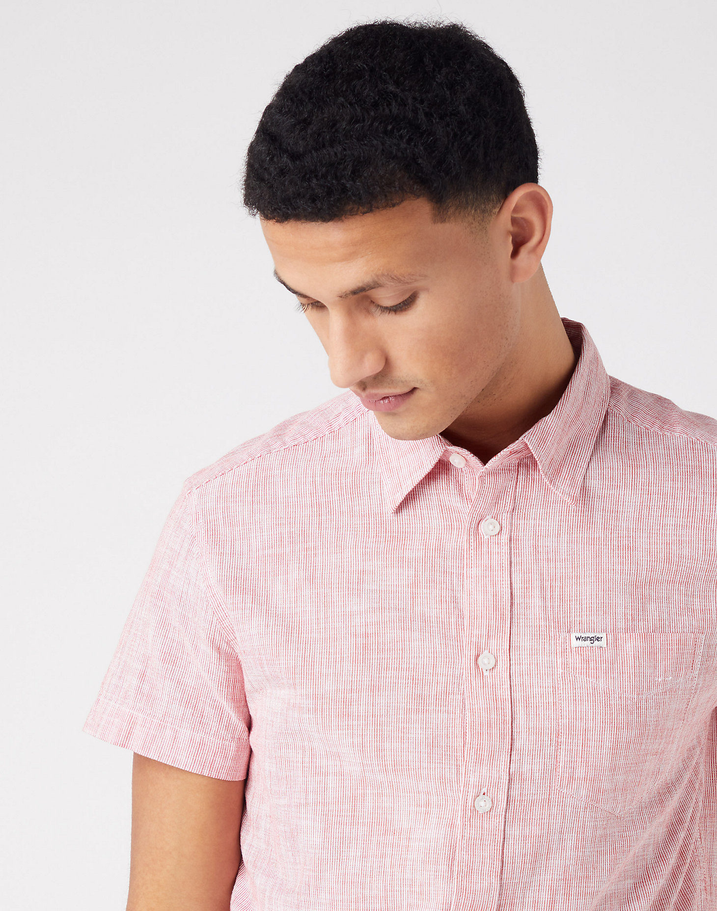 Short Sleeve One Pocket Shirt in Flame Red alternative view 3