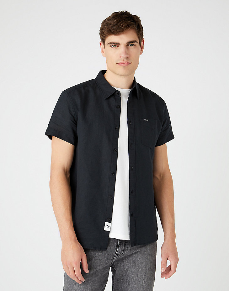 Short Sleeve One Pocket Shirt in Faded Black main view