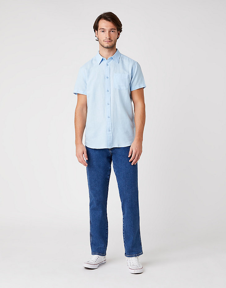 Short Sleeve One Pocket Shirt in Cerulean Blue alternative view
