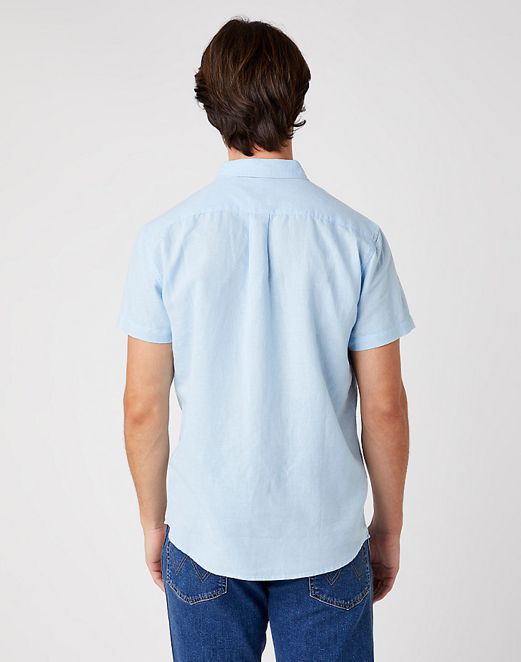 Short Sleeve One Pocket Shirt in Cerulean Blue alternative view 2