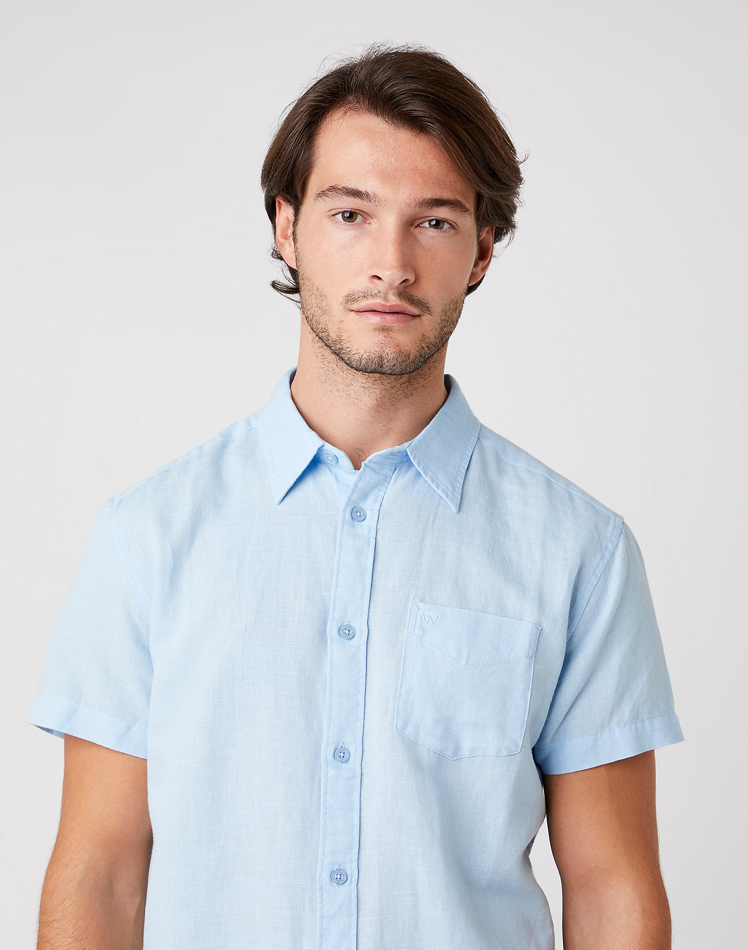 Short Sleeve One Pocket Shirt in Cerulean Blue alternative view 3