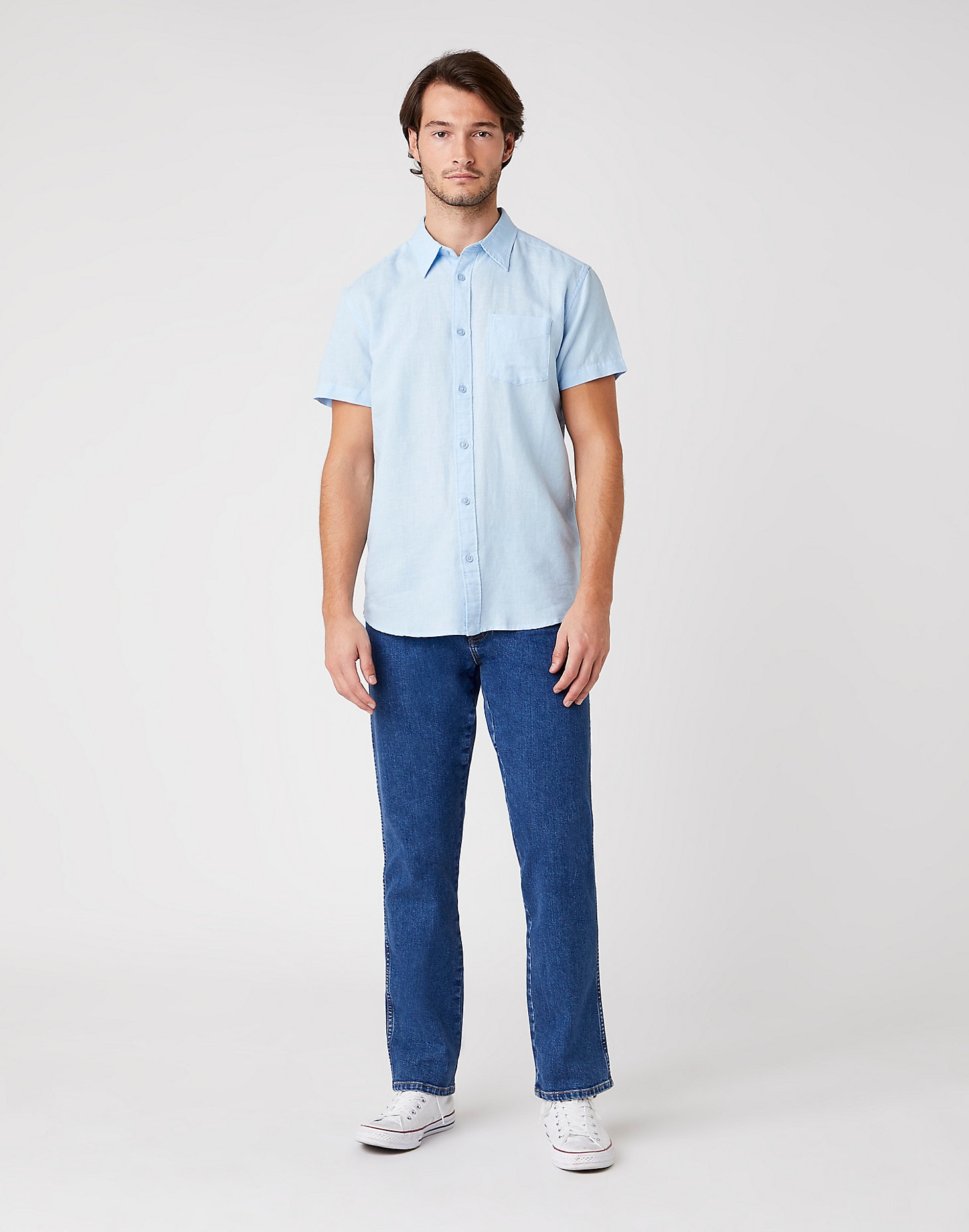 Short Sleeve One Pocket Shirt in Cerulean Blue alternative view 4
