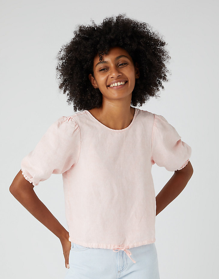 Puff Sleeve Shirt in Rose main view