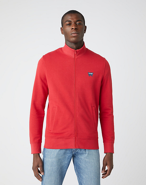 Funnel Neck Zip Sweatshirt in Red