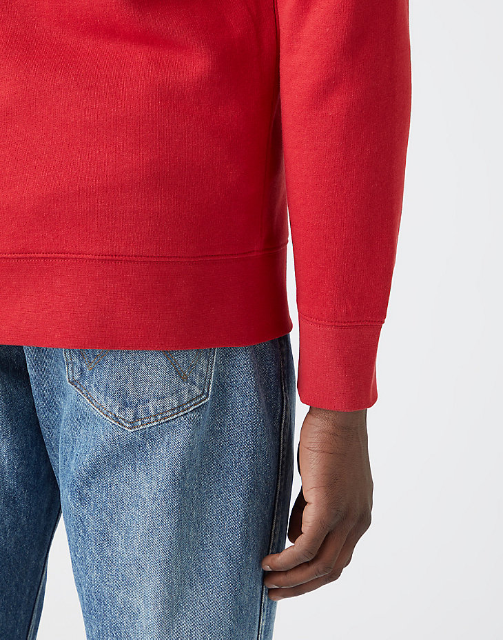 Funnel Neck Zip Sweatshirt in Red alternative view 4