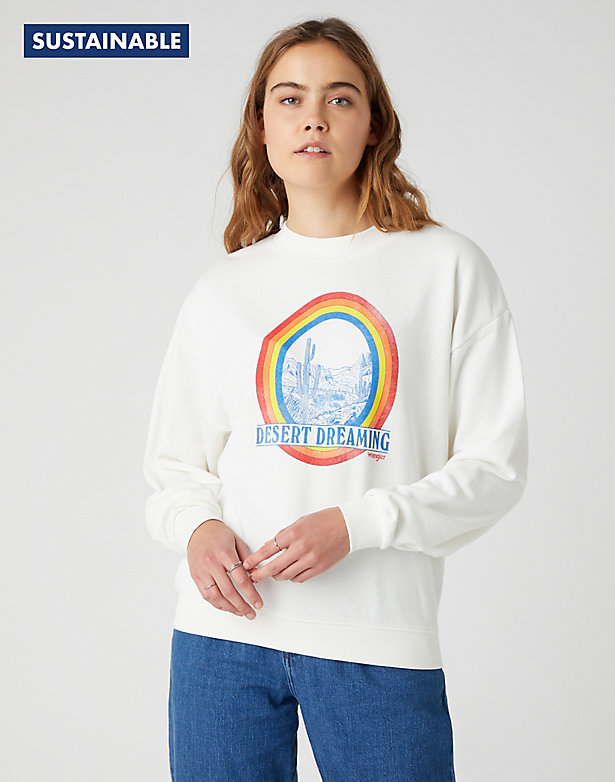 Retro Logo Sweater in Worn White