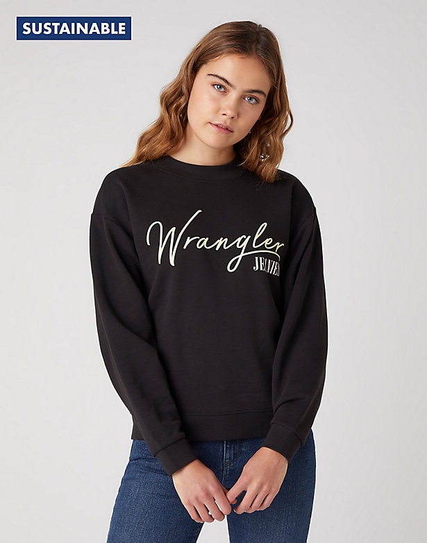 Retro Logo Sweater in Washed Black