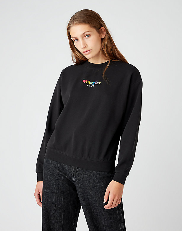 Retro Logo Sweater in Faded Black