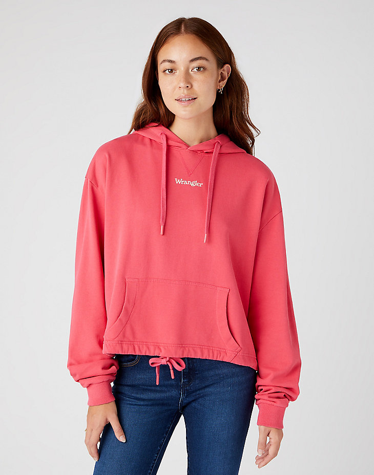 Drawcord Hoody in Hot Pink main view
