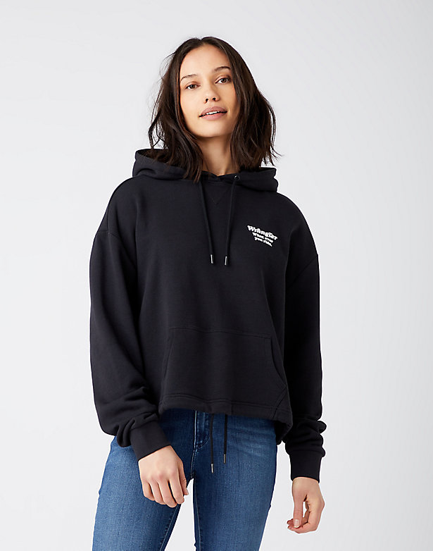 Drawcord Hoody in Washed Black