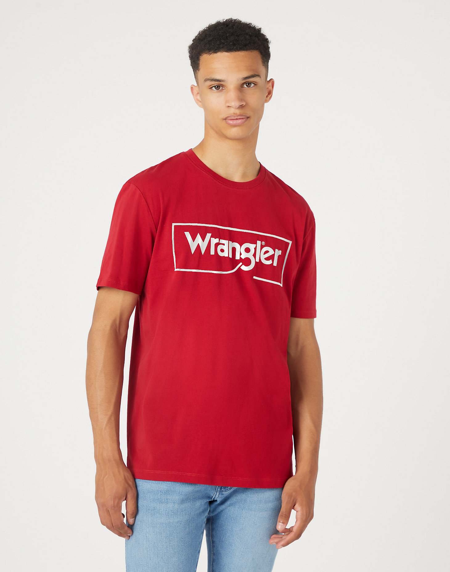 Frame Logo Tee in Red main view