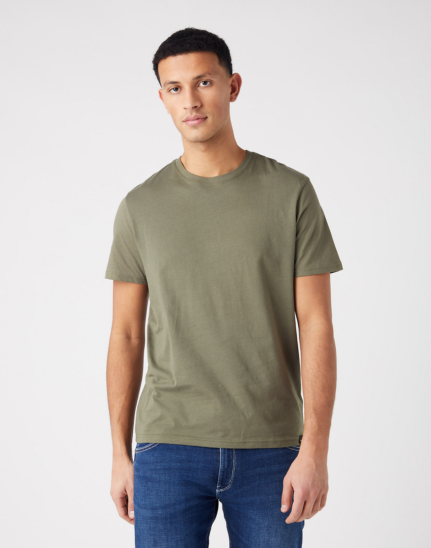 Short Sleeve Two Pack Tee in Dusty Olive and White main view